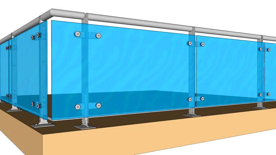 Steel Studio USA Commercial Glass Railing System Top Mount 3d model