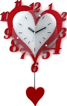 Pendulum Heart Shaped Wall Clock 3D Model