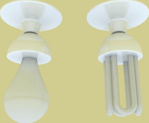 Fluorescent bulb light 3D Model