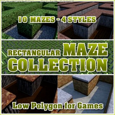 Low Polygon Rectangular Maze Collection 3D Model