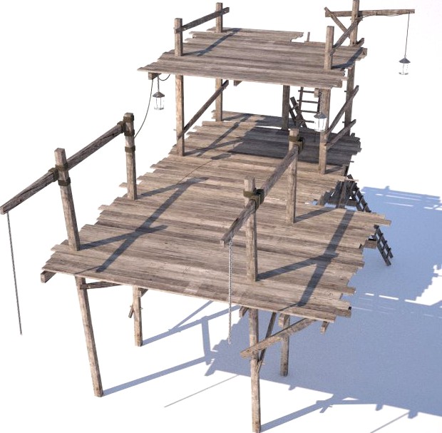 Old wooden scaffolding 3D Model