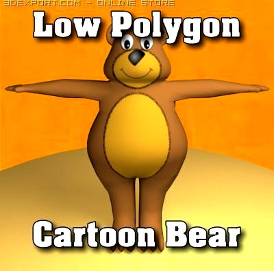 Low Polygon Cartoon Bear 3D Model