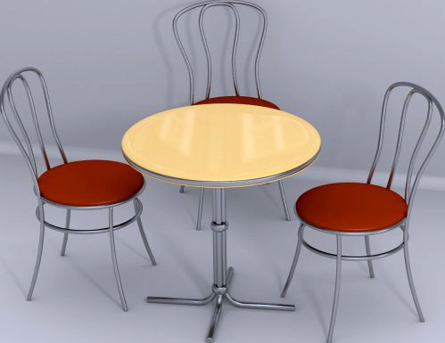 Cafe table and chairs 3D Model