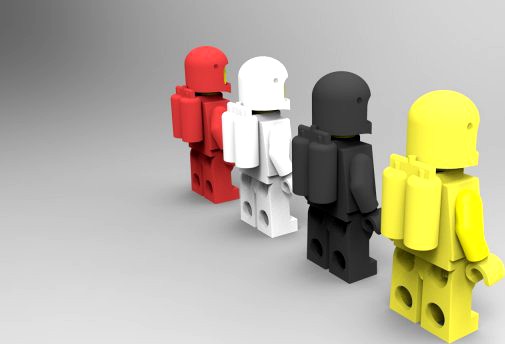Four lego spaceman 3D Model
