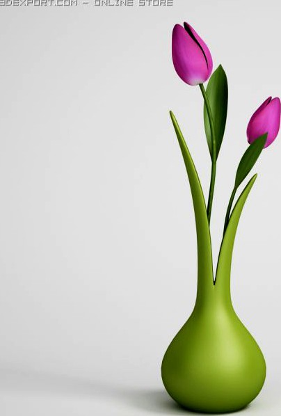 Tulips in Vase CGAxis models 006 07 3D Model