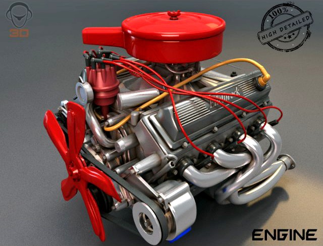 Turbo v8 Engine 3D Model