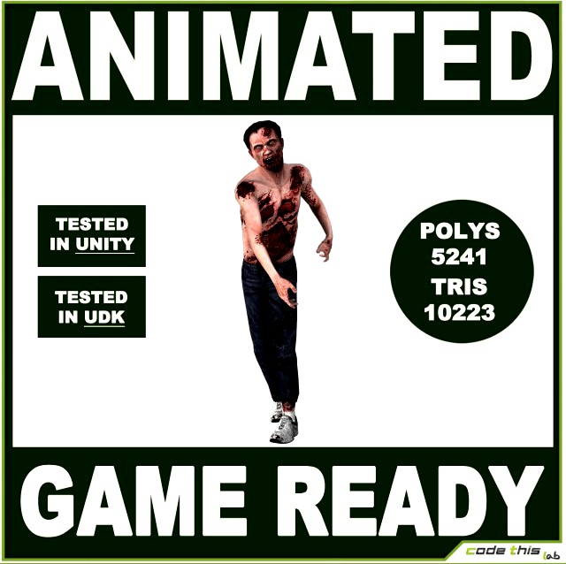 Zombie Guy for videogames 3D Model