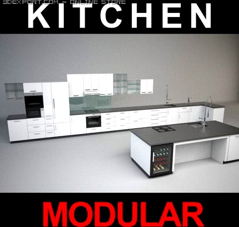 Modular Kitchen 3D Model