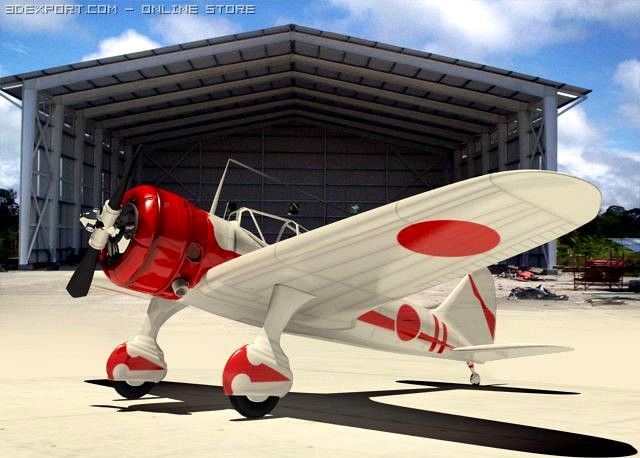 Ki 27 Japanese WWII Plane 3D Model