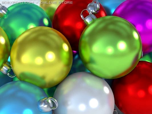 Colourful Christmas Ornaments 3D Model