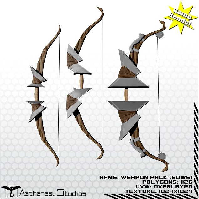Fantasy Weapon Bow Pack 3D Model