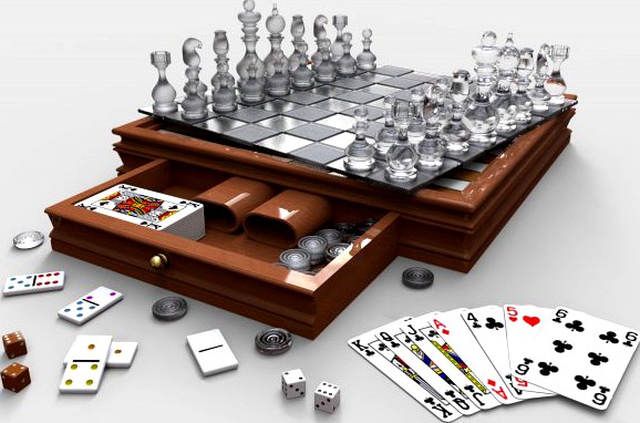 Glass And Wood 5 Game Set 3D Model