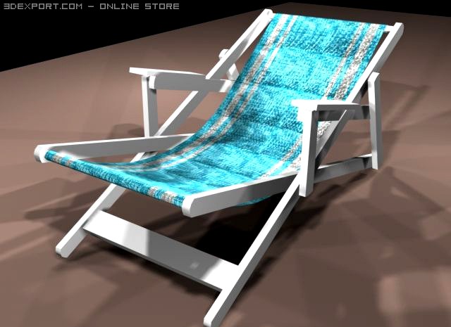 Beach deck chair in blue 3D Model
