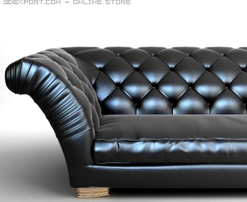 Tufted Sofa with Wing Arms 3D Model