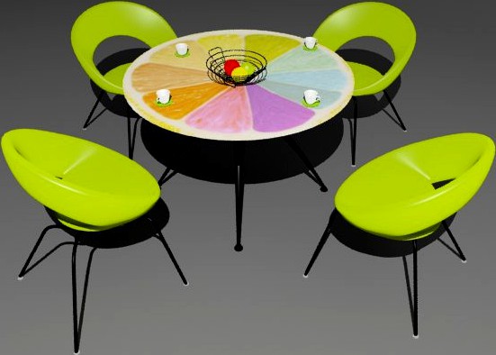 Chairs with table 3D Model