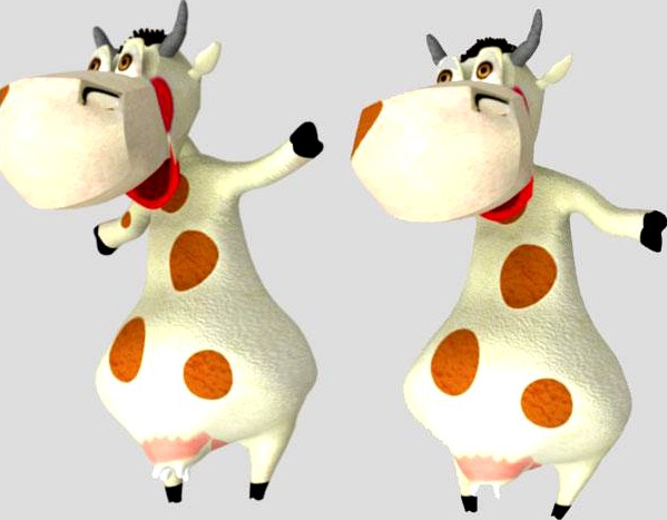 Dancing white  cow 3D Model