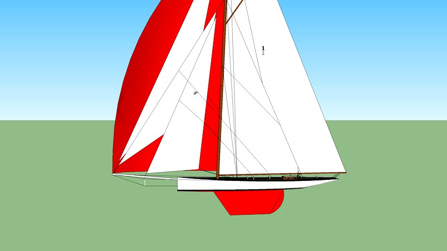 gaff rigged super yacht 3d model