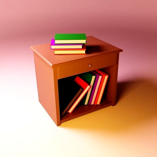 A  bedside table with books