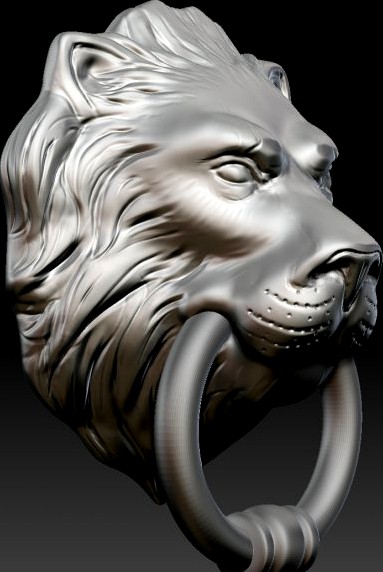 Lion Head Door Knocker Zbrush 3D Model