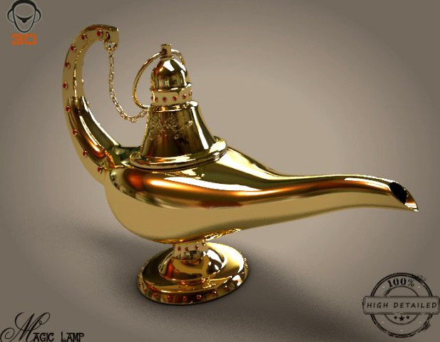 Gold Magic Lamp 3D Model