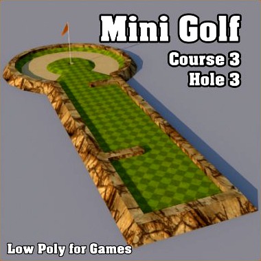 Low Poly Mini Golf Hole C3H3 3D Model