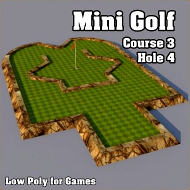 Low Poly Mini Golf Hole C3H4 3D Model