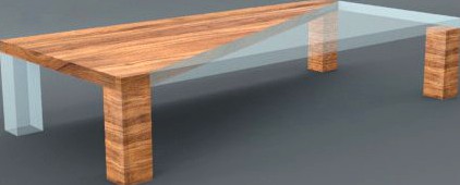 Wooden Glass Table 3D Model