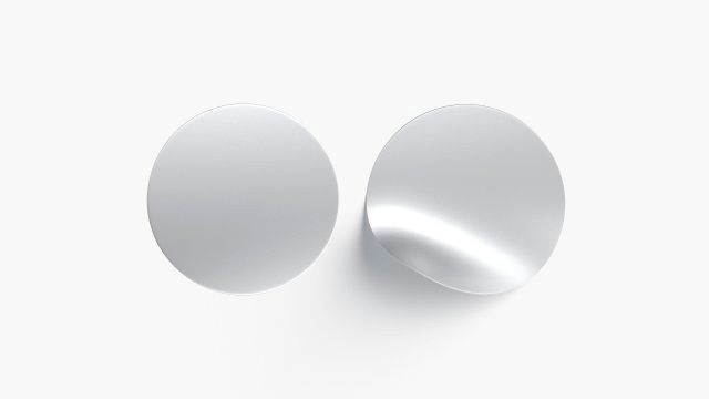 Two Round Stickers - silver smooth and bended adhesive labels