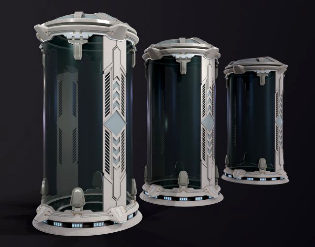 Sci Fi Cryo Pod Low-poly