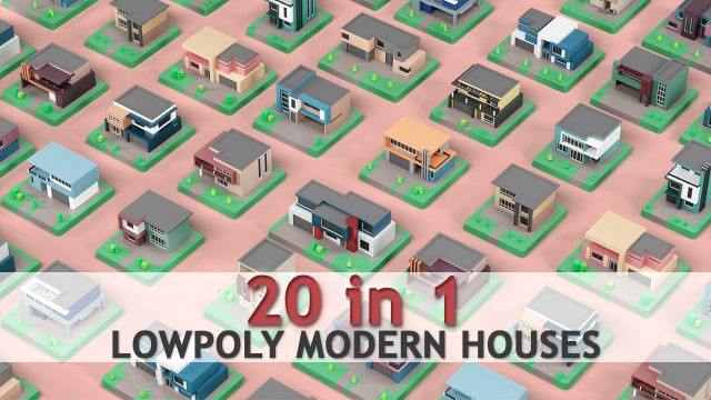 Low Poly Modern House Pack - 20 Houses