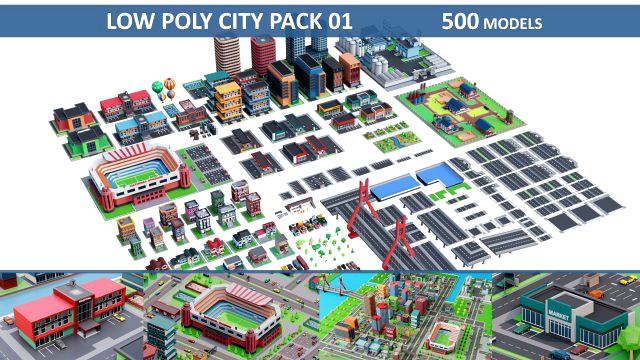 Low Poly City Pack 01 Collection