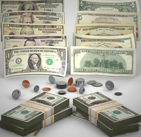 US Money Collection 3D Model