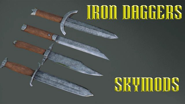 iron daggers pack game ready model pbr textures 4k low-poly