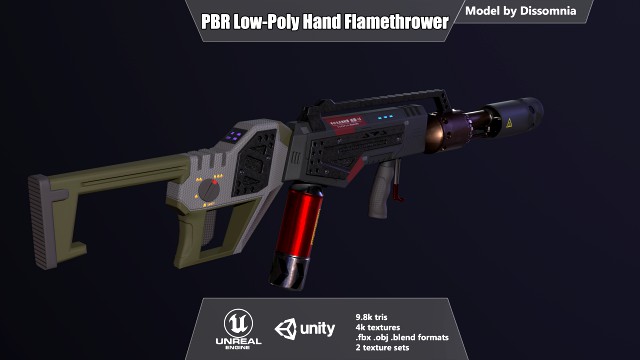gameready pbr hand flamethrower