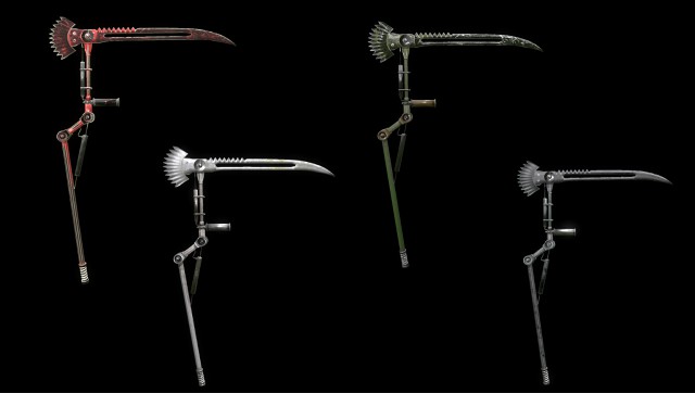 scythe steampunk low poly 4 texture options and high poly