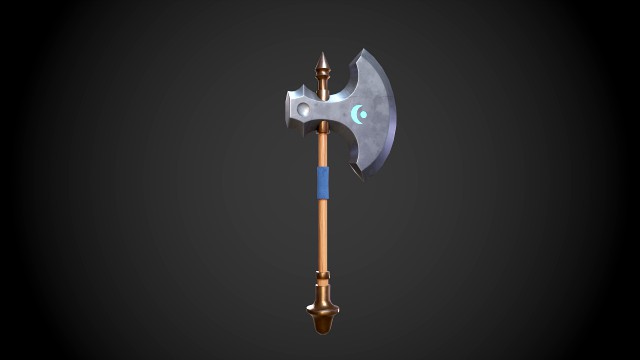 stylized fantasy axe low-poly