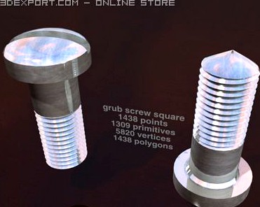 Download free Grub screw square 3D Model