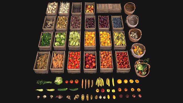 Vegetables and Fruits Bazaar Set