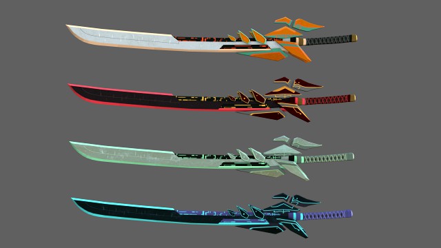 futuristic sci-fi sword pack - 4 swords with distinct designs low-poly s