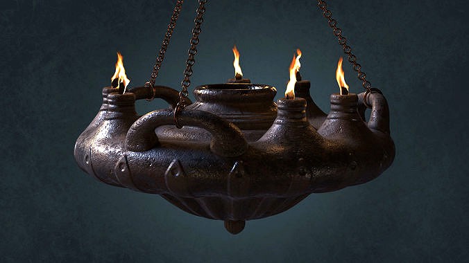 Big Ancient Oil Lamp Six Flames