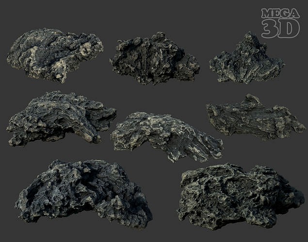 Low poly Lava Rock Photogrammetry 220723 - Ultra HD 16K Textures