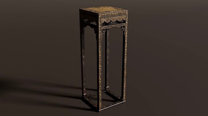 3D Chinese Wooden End Table Antique Ornate Furniture Oriental