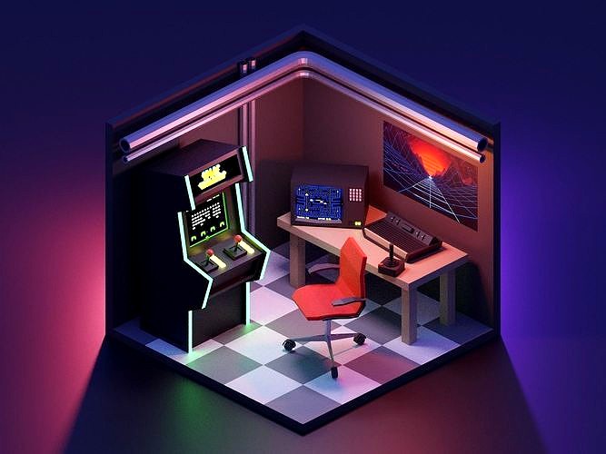 Arcade game Console  3D Model Render In Blender