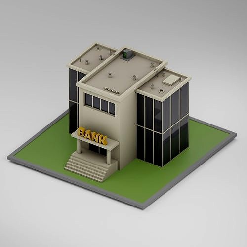 Low-poly Bank Building