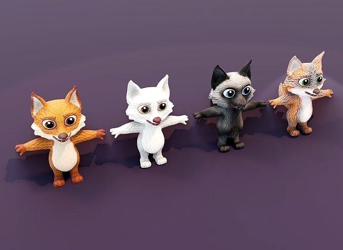 Cartoon Fox Animated 3D Models