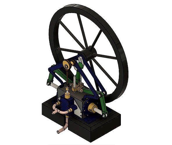 Single Cylinder Steam Engine With Two Pistons 3d model