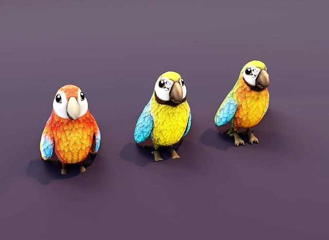 Cartoon Ara Parrot 3D Models