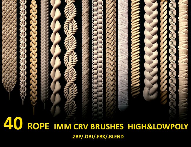 40 ROPE IMM BRUSHES FOR ZBRSUH  HIGH and LOWPOLY