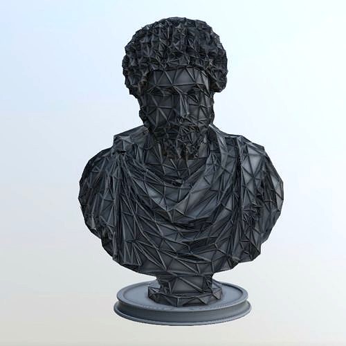Marcus Aurelius Bust WIREFRAME VORONOI WIREMESH MESH | 3D