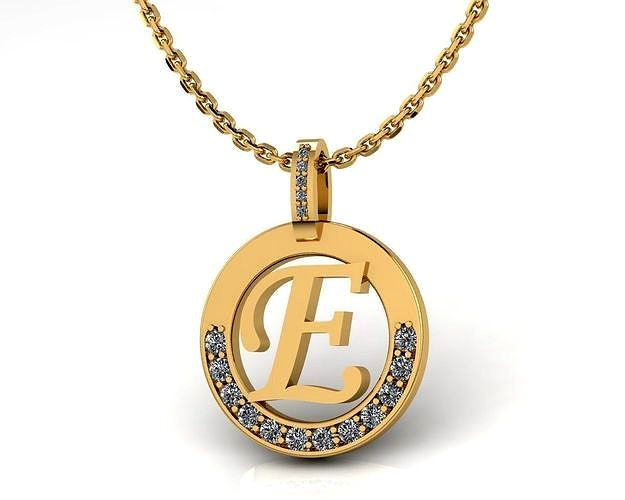E Letter Pendant | 3D